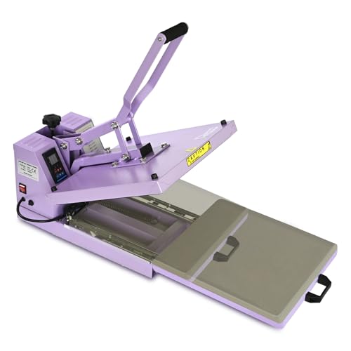 PlanetFlame Heat Press 15x15 inch Industrial Quality Sublimation Heat Press, Slide Out Heat Transfer Machine for T-Shirt, Purple