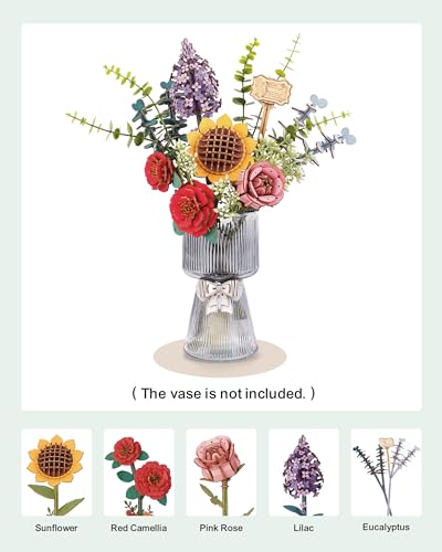 3D Wooden Puzzles Flower Bouquet Model Kit Building Set For Adults, Wooden Flowers Building Toy Botanical Collection, Creative Gift Ideas for Home Wowood