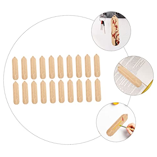 TEHAUX 20pcs Wooden Blank Bookmark Unfinished Wooden Slices Unfinished Hanging Tags Unfinished Wooden Crafts Wood Art Bookmarks Wooden Craft TEHAUX