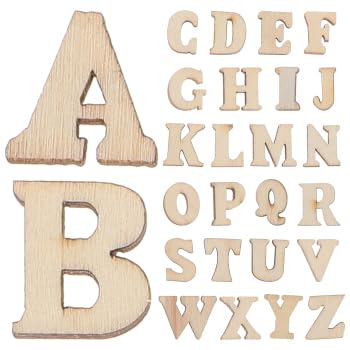 EXCEART 200pcs 15mm Wood Alphabet Letters for DIY Craft Natural A-Z Wood Pieces Unfinished Wood Slice Shapes for DIY Craft EXCEART