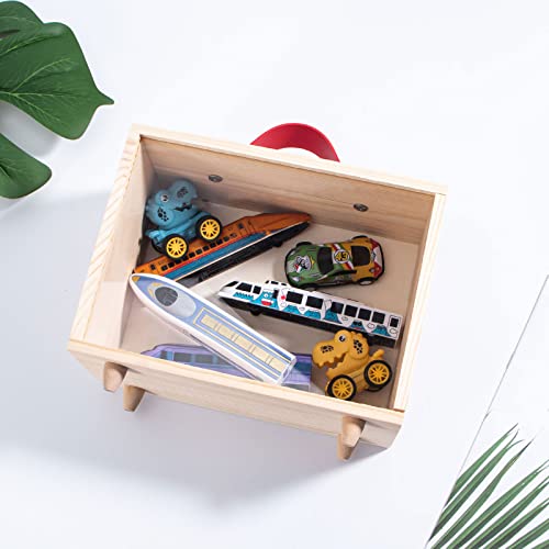 Wooden Display Case for Collectibles, Useekoo Wood Gift Box Storage Container with Handle and Slide Acrylic Lid, Shadow Box Unfinished Rustic Desktop Useekoo
