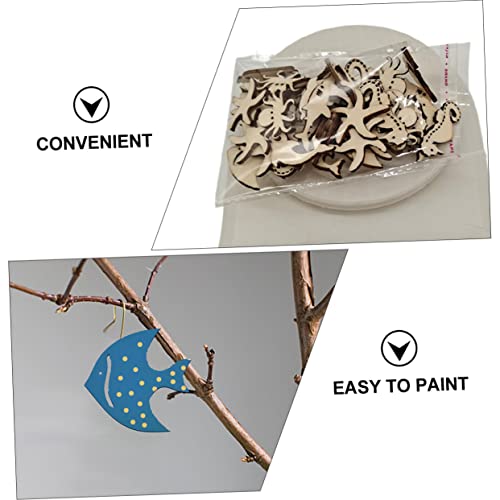 Gadpiparty 50pcs Shaped Sea Decorations Projects Animals Whale Seahorse Wedding Ornaments Blank Paint Octopus Wood Dolphin Wooden Ocean Unfinished Gadpiparty
