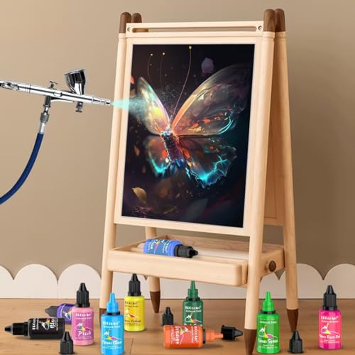 Airbrush Paint Set - 30 Colors Airbrush Paint with 2 Cleaning Brush, Ready to Spray Airbrush Kit, Water Based Acrylic Air Brush Paint for Metal, - WoodArtSupply