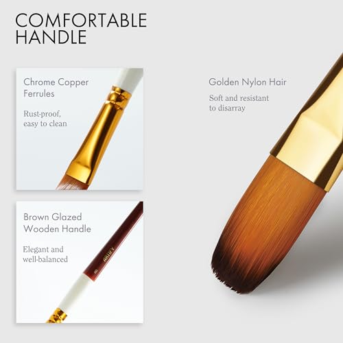 ARTIFY 2023 New Paint Brush Set, 15 Pcs Paint Brush Set for Acrylic Watercolor Oil and Gouache Painting - Brown & White ARTIFY art supplies