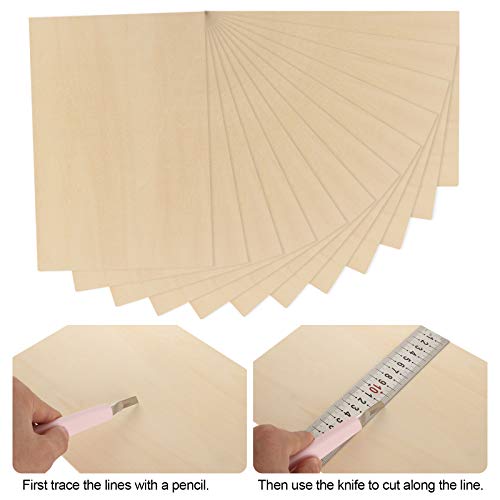 ABuff 20 Pack Basswood Sheets 1/16, 8 x 12 Inch Thin Craft Plywood Wood Sheets, Unfinished Plywood Board Thin Wood Board Sheets for Crafts, Model ABuff