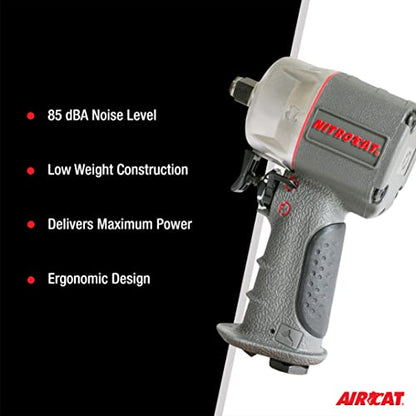 AIRCAT Pneumatic Tools 1056-XL 1/2-Inch NITROCAT Composite Compact Impact Wrench : Low Weight Power Impact Wrench : Tool for Automotive Improvement &