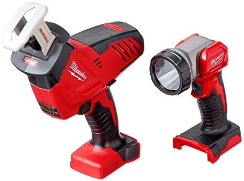 Milwaukee 2695-24 M18 18V Cordless Power Tool Combo Kit with Hammer Drill, Impact Driver, Reciprocating Saw, and Work Light (2 Batteries, Charger, Milwaukee