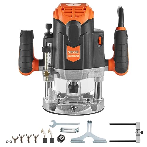 VEVOR Plunge Router, 3-1/4 HP, 120V, 12000-23000 RPM Variable Speed, Electronic Plunge Base Router, Plunge Woodworking Router Kit with Carry Case, VEVOR