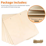FSWCCK 7 Pieces 12 Inch Blank Wood Squares for Crafts, Unfinished Wood Squares Wooden Cutouts for DIY Crafts, Door Hanger, Sign, Wood Burning, FSWCCK