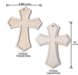 Pack of 12 Unfinished Wood Cross Blank Wooden Framed Cross Antique Shaped for DIY Projects with String… Cregugua