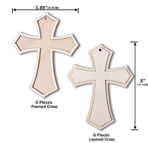 Pack of 12 Unfinished Wood Cross Blank Wooden Framed Cross Antique Shaped for DIY Projects with String… - WoodArtSupply