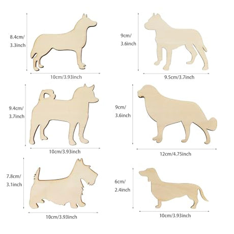 30 Pack Dog Wood Cutouts for Crafts Unfinished Wooden Dog Puppy Paint Crafts Wooden Animal Hanging Ornaments DIY Dog Craft Puppy Gift Tags for Home Xonzmmk