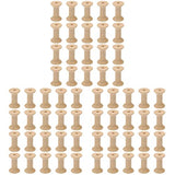 VILLCASE 60 Pcs Empty Thread Spools Wooden Thread Spools Glass Holder Yarn Kit Weaving Kit Thread Stand Thread Spools Empty Wood Spools Wire VILLCASE