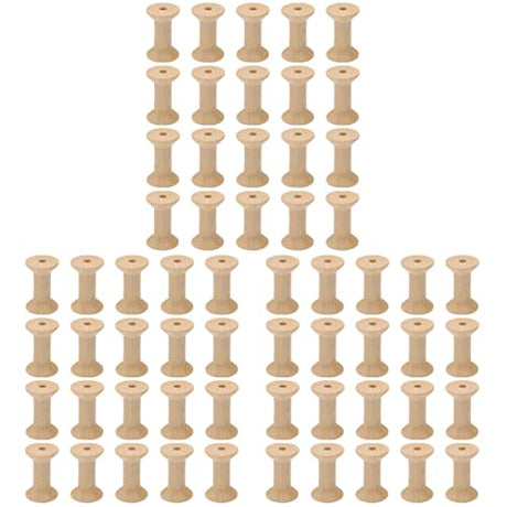 VILLCASE 60 Pcs Empty Thread Spools Wooden Thread Spools Glass Holder Yarn Kit Weaving Kit Thread Stand Thread Spools Empty Wood Spools Wire VILLCASE