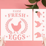 4 Pieces Hen Chicken Farmhouse Stencils Farm Fresh Eggs Stencil Rustic Farmhouse Reusable Stencil Templates DIY Chicken Country Farmhouse Home Decor CIEMODA