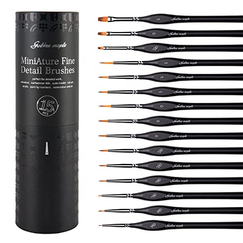 Miniature Paint Brushes, 15PC Model Brushes Micro Detail Paint Brush Set, Fine Detailing for Acrylics, Oils, Watercolors & Paint by Number, Citadel, - WoodArtSupply