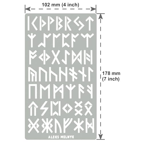 Aleks Melnyk No.35 Metal Stencil, Elder Futhark Runes, Ancient Alphabet, Sigil Magic Alphabet Stencil 1 PC, Template for Wood Burning, Pyrography Aleks Melnyk