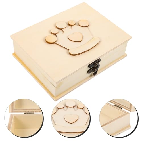 COHEALI Unfinished Unpainted Wooden Box with Hinged Lid for Crafts DIY Storage Jewelry Plain Pine Box COHEALI
