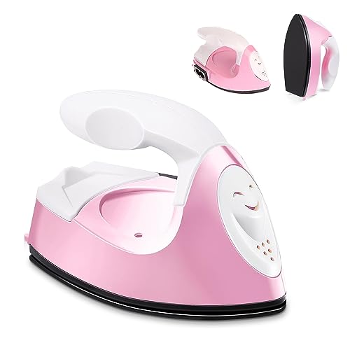 GoLashFun Mini Craft Iron,Pink Mini Heat Press Machine Small Iron Portable Travel Handy Heat Iron-on for DIY Transfer Projects,Crafting Clothes GoLashFun