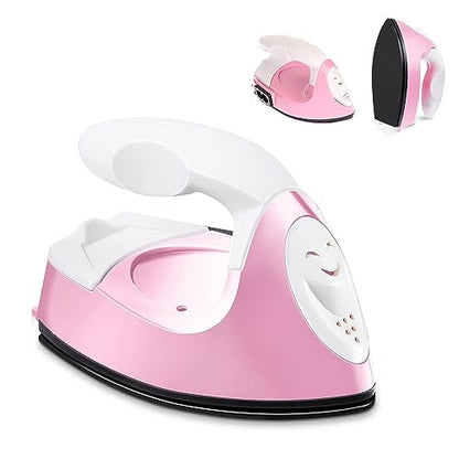 GoLashFun Mini Craft Iron,Pink Mini Heat Press Machine Small Iron Portable Travel Handy Heat Iron-on for DIY Transfer Projects,Crafting Clothes - WoodArtSupply