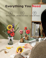 Rowood Artifical Flowers,Wooden Flower Bouquet Building Sets for Adults,Botanical Collection,Unique Home Decor,Gift for Women/Mom/Her/Him on Birthday RoWood