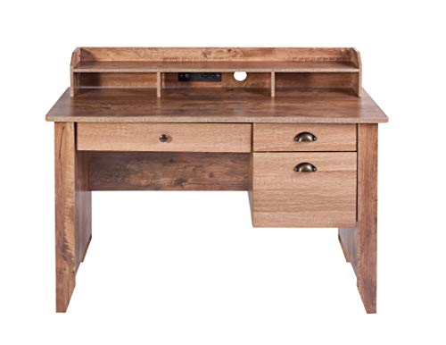 OneSpace Eleanor Executive Desk, Classic Oak - WoodArtSupply