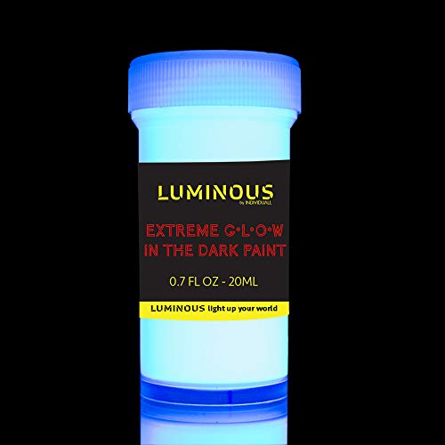 Luminous Extreme Glow in The Dark Paint - Set of 8 x 20 ml / 0.7 fl oz pots - Self-Luminous Glowing Neon Paints – High Pigmentation Long-Lasting individuall
