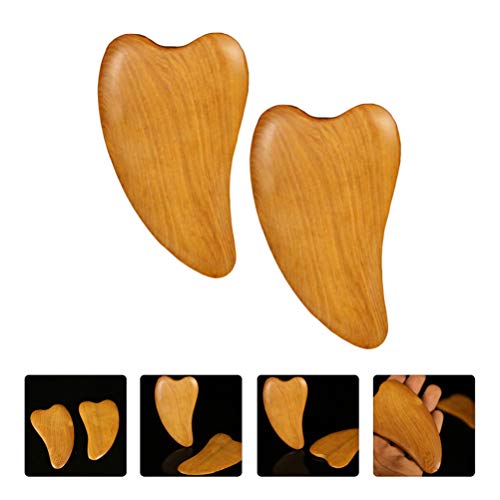 EXCEART 2pcs Wooden Scraping Massage Tool Heart- shaped Wood Face Scraping Board Facial Body Care Scraping Plate Therapy Tool, Anti Cellulite, Manual EXCEART