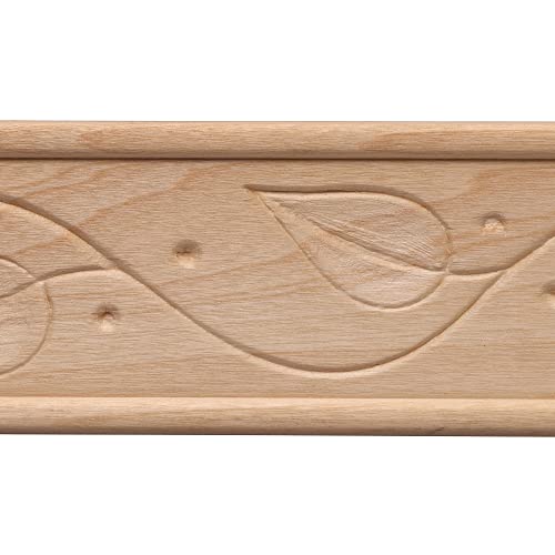 425-4WHW Unfinished White Hardwood Ivy Embossed Chair Rail Moulding ORNAMENTAL