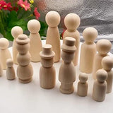 LIFKOME Children Toys 30Pcs Unfinished Wooden Peg Dolls, Wooden Figures to Paint Unfinished Wood Peg Dolls with Hats Wooden Figures Peg Dolls for DIY LIFKOME