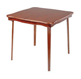 MECO STAKMORE Scalloped Edge Folding Card Table Cherry Finish, 32 in x 32 in x 29.5 in MECO