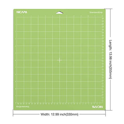 Nicapa 12x12 inch Standard Grip Cutting Mat for Cricut Maker 3/Maker/Explore 3/Air 2/Air/One (3 Pack) Adhesive Sticky Green Quilting Replacement Cut - WoodArtSupply