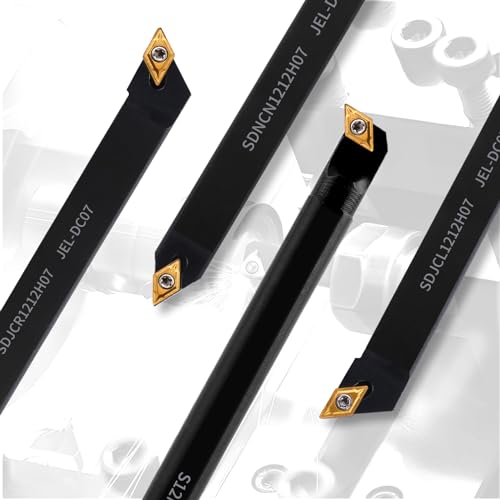 Gluwoer Indexable Lathe Turning Tool 1/2" Shank 14PCS Kit-4PCS Metal Lathe Tools Holder 10PCS DCMT21.51 Carbide Insert for Turning Boring Grooving Gluwoer