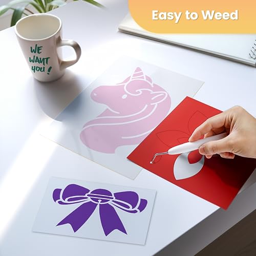 EPRCUT Permanent Vinyl Sheets, 65 Multi-Color 12" x 12" Adhesive Vinyl Bundle, Outdoor Waterproof Permanent Vinyl for All Cutting Machine, DIY Mug, EPRCUT