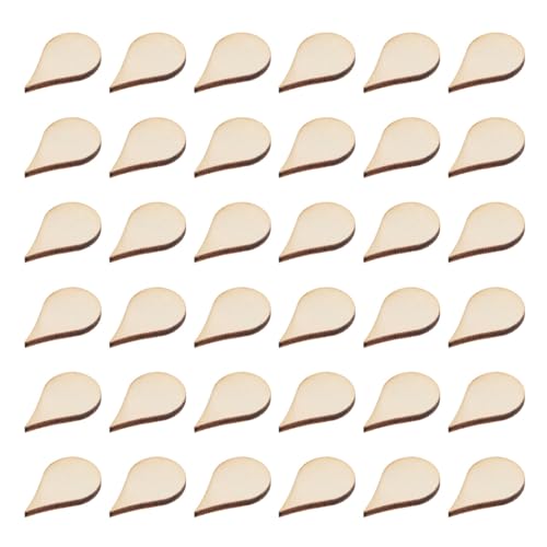 BESTOYARD 50 Pack Nativity Decor Wooden Teardrop Shape Wood Piece Woodsy Decor Wood Teardrop Blanks DIY Craft Wood Embellishments Ornaments Water BESTOYARD