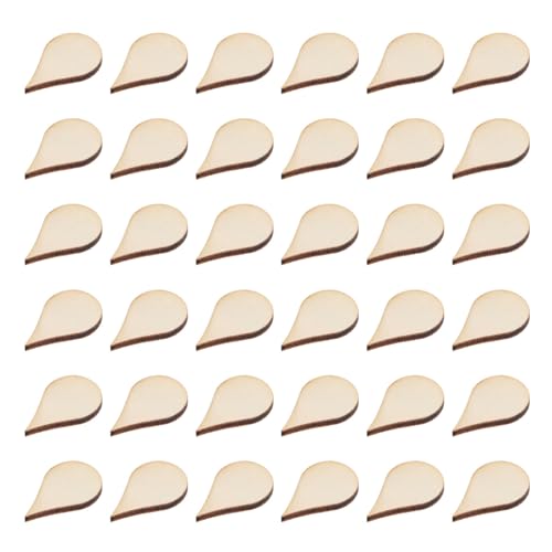 BESTOYARD 50 Pack Nativity Decor Wooden Teardrop Shape Wood Piece Woodsy Decor Wood Teardrop Blanks DIY Craft Wood Embellishments Ornaments Water