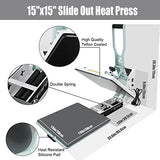 BetterSub Heat Press 15x15 inch Digital Heat Press Machine, Slide Out Industrial Quality T-Shirt Heat Transfer Machine Teal BetterSub