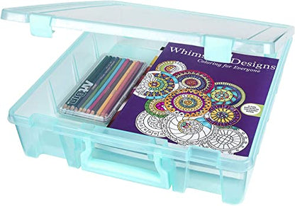 ArtBin 6955AA Super Satchel 1-Compartment Box, Art & Craft Organizer, 1-Pack, Translucent Aqua - WoodArtSupply