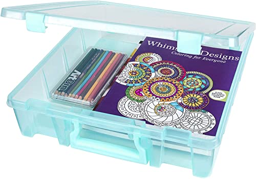 ArtBin 6955AA Super Satchel 1-Compartment Box, Art & Craft Organizer, 1-Pack, Translucent Aqua - WoodArtSupply