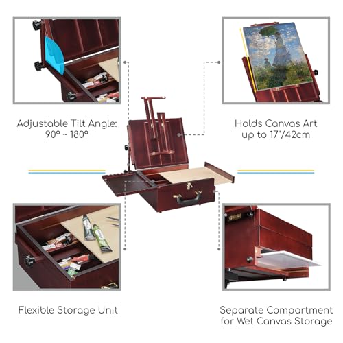 MEEDEN Table Easel Box, Adjustable Beech Wood Tabletop Sketchbox