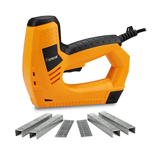 Hoteche Electric Brad Nailer/Stapler - 2-in-1 Power Staple Gun & Nail Gun for Woodworking & Upholstery - Includes 100Pcs 19/32-Inch Brad Nails & Hoteche