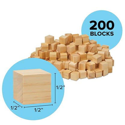 Dragon Drew Unfinished Wood Blocks | DIY Wooden Cubes for Crafts | 1/2 inch | 200 Pack