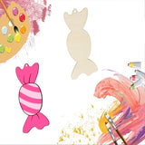 Wooden Candy Shape Unfinished Wood Candy Pieces Blank Wood Pieces Wooden with Twines Art Ornaments for Christmas Wedding Birthday Party Thanksgiving Zontween