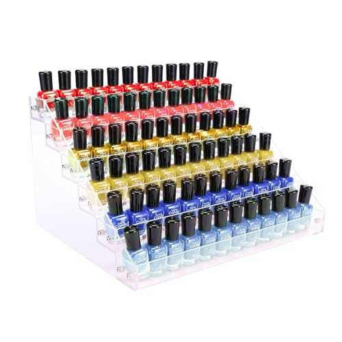 Umirokin Nail Polish Organizer, 6 Tiers Acrylic Paint Rack, Clear Display Holder Storage for Ink Gel Nail Polish Sunglasses Essential Oil Holds up to