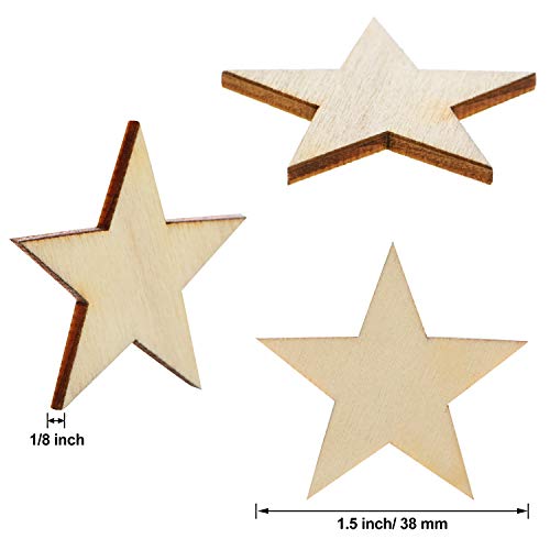 300 Pieces Wooden Stars Shape Unfinished Wood Stars Pieces Blank Wooden Cutouts Ornaments for Craft and Christmas Decoration(1.5 Inch) - WoodArtSupply