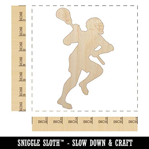 Lacrosse Player with Stick and Ball Unfinished Wood Shape Piece Cutout for DIY Craft Projects - 1/4 Inch Thick - 6.25 Inch Size Sniggle Sloth