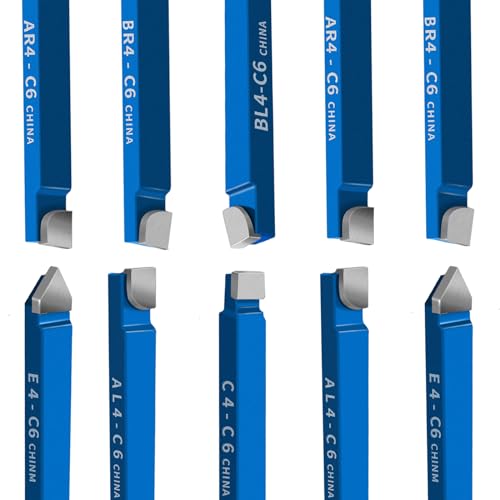 HAowosi 10PCS 1/4" Metal Lathe Cutting Tools,C-6 Carbide Tip Cutter Tool Bit Cutting Set,Milling Welding Bit Lathe Cutting Tool Kit HAowosi