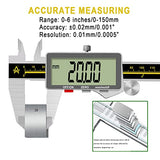 Digital Caliper,ACEMETER 0-6" Vernier Calipers Measuring Tool-Electronic Micrometer with Large LCD Screen,Metal Metric Measure Caliper for Engineer ACEMETER
