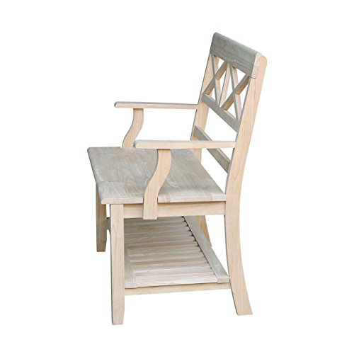 Unfinished Solid Hardwood Double X-Back Bench - Thumbnail 4