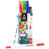 ARTEZA Kids Dual Tip Washable Markers, 24 Bright Colors, Marker Pens with Ultra Fine and Brush Tip, School Supplies for Kids Ages 3 and Up ARTEZA